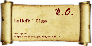 Melkó Olga névjegykártya