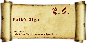 Melkó Olga névjegykártya